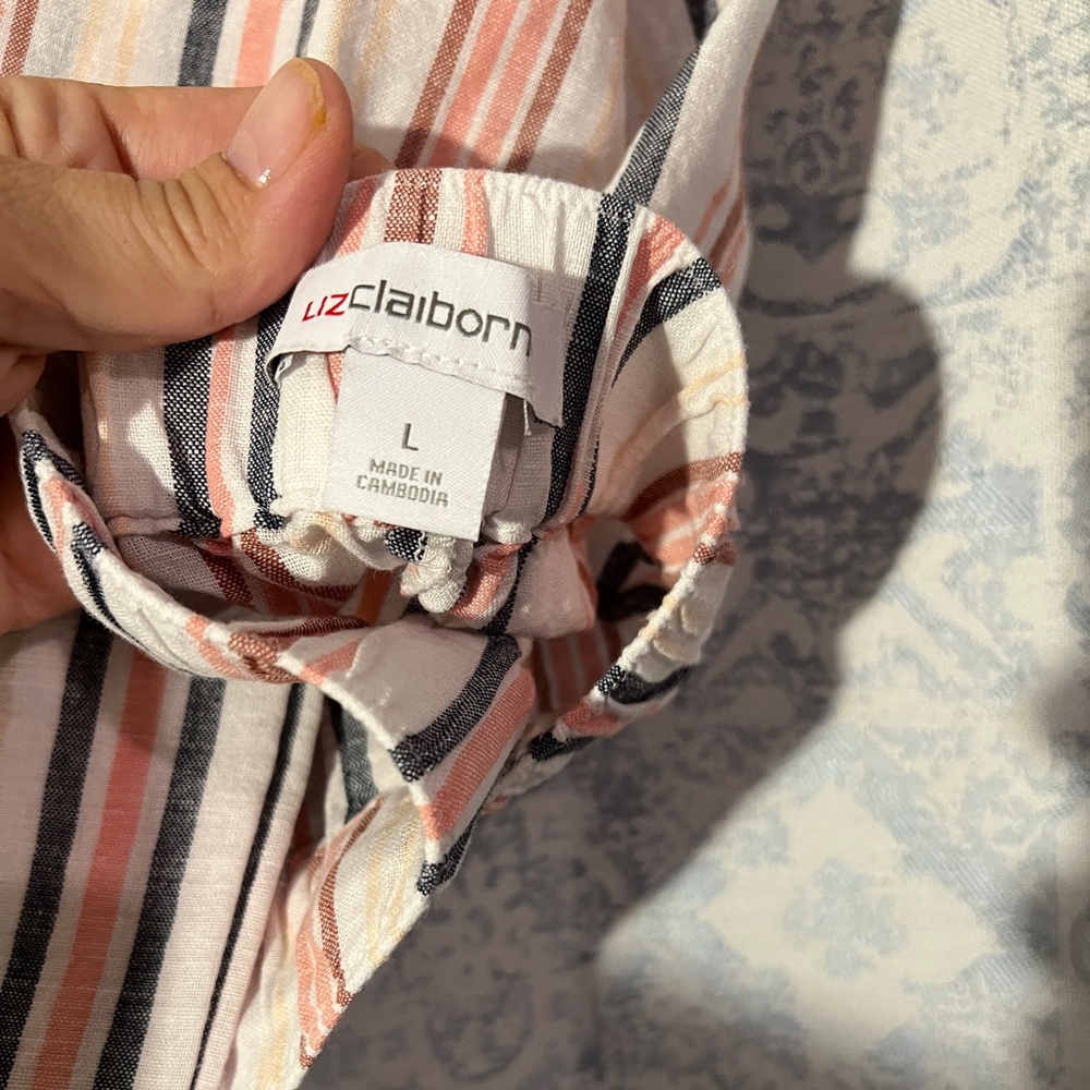 Liz Claiborne, stripe - linen crop pants.